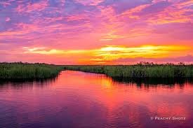 Traveler watching wildlife at sunset along a peaceful river in North Florida