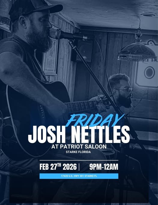 Josh Nettles performing live at Patriot Saloon in Starke Florida